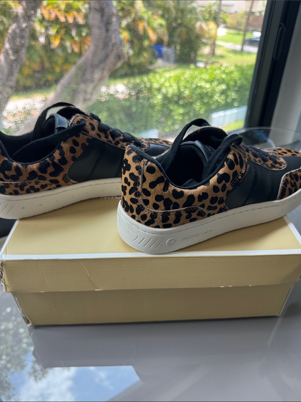 Michael Kors Women's Leopard-Print Low-Top Sneakers in Black and Tan - Picture 5 of 5